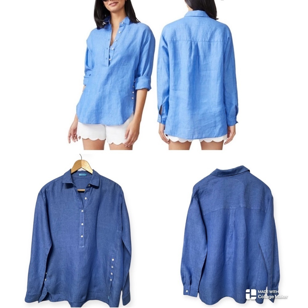 J. McLaughlin 100% linen Fallon popover Shirt
